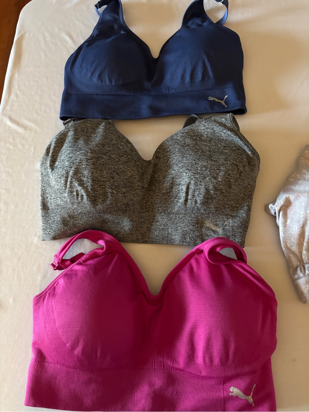 Puma sports bras 3 Pack size M in Navy, Gray, Pink, lavender is Lucky Brand L - Picture 2 of 6